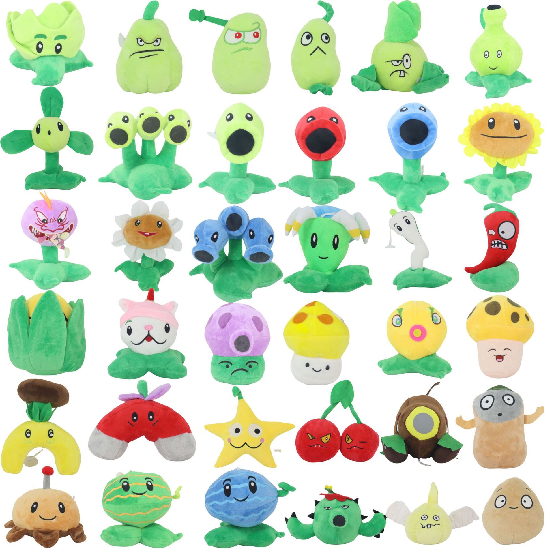 跨境新款游戏植物大战僵尸全套加农炮豌豆射手毛绒公仔玩偶玩具