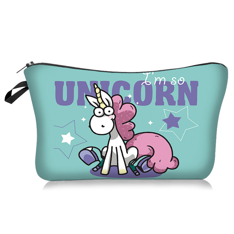 Foreign Trade New Cartoon Unicorn Alpaca Series Cosmetic Bag Handheld Storage Wash Bag Lazy Portable