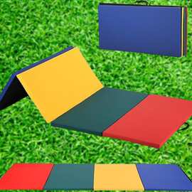 跨境海绵垫空翻体操折叠垫幼儿爬行单色多色二三四折叠彩虹垫