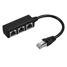 RJ45延长线一分三网线转接线连一公三母线CAT7网络连转接卡、转转