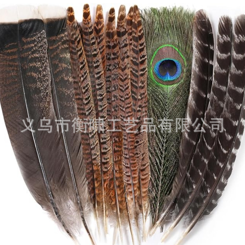 厂家直销亚马逊热款珍珠窝翎芦花尾孔雀羽毛公山鸡尾鸭毛套装