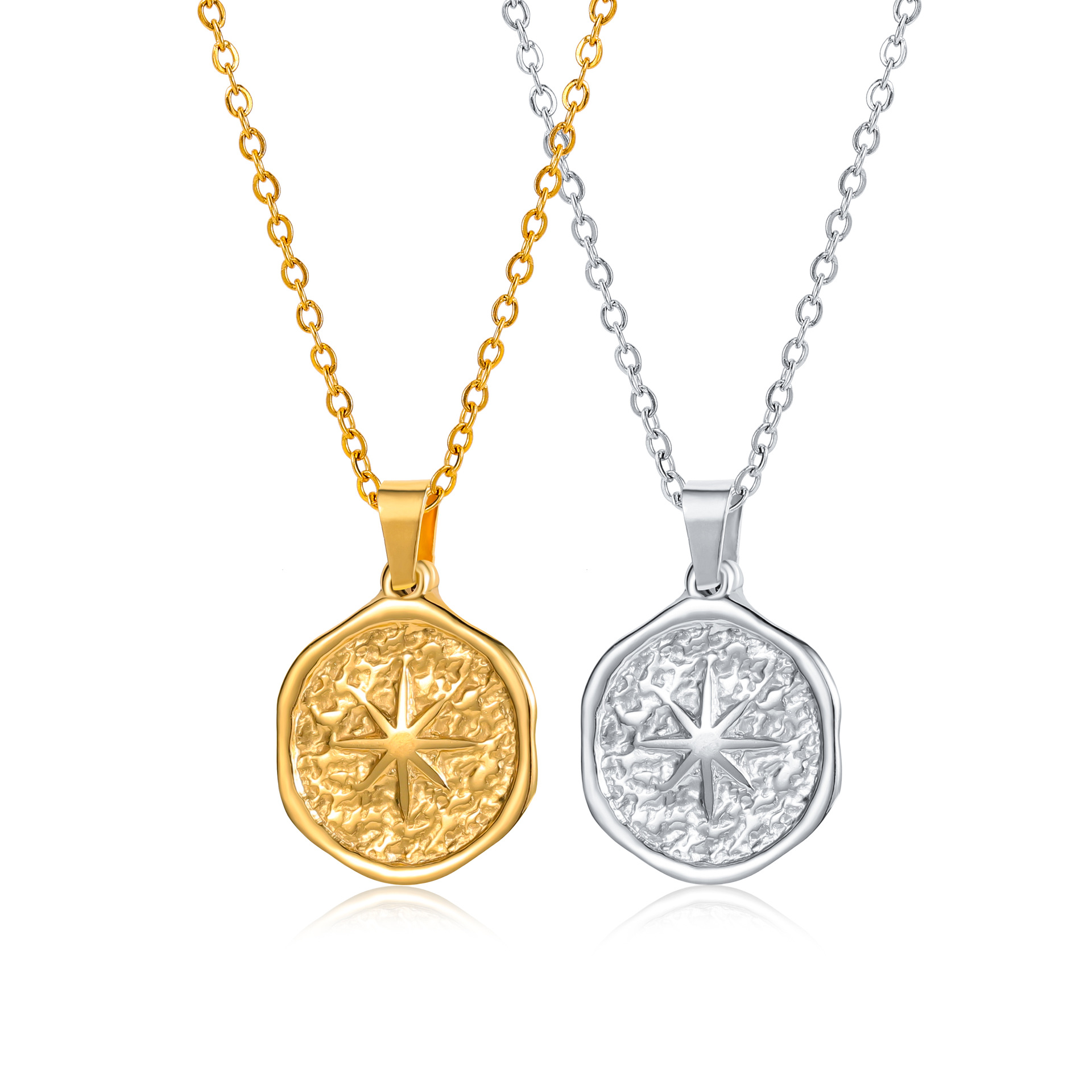 不规则凹凸褶皱几何六边形星星 星型项链 个性简约女士八芒星项链