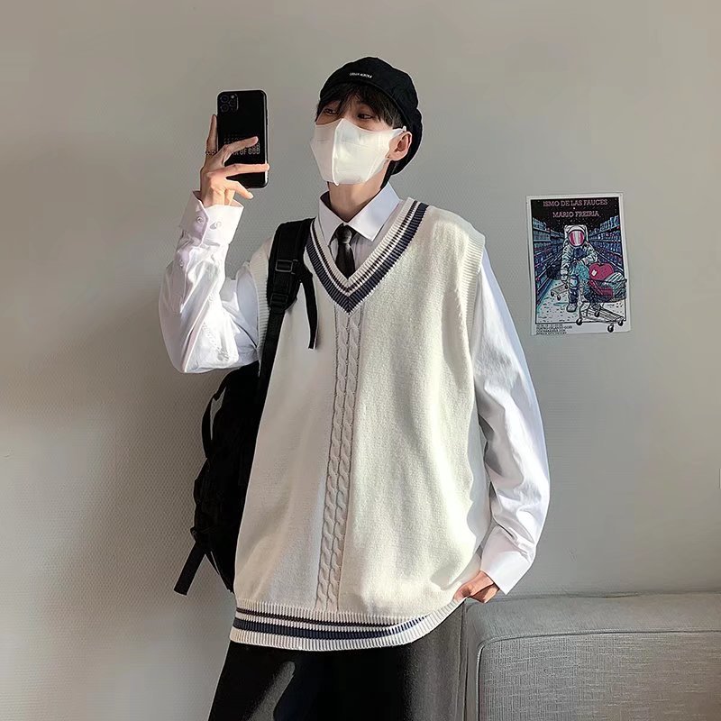 yc男装2021纯色简约日系秋季学生装英伦学院风jk校服毛衣背心