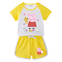 2023儿童套装夏装新款小猪童装宝宝短袖T恤短裤休闲运动两件套潮