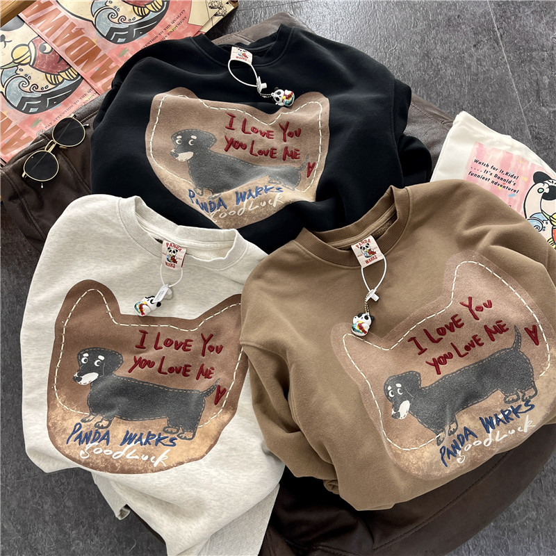 pandawarks熊猫纸袋家刺绣宽松显瘦加绒卫衣女秋冬韩版-阿里巴巴