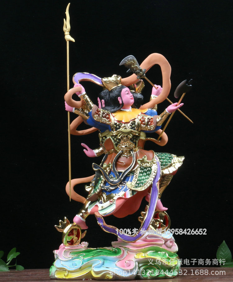 三头六臂哪吒三太子 16寸厂家树脂佛像批发敦煌彩李靖道教神像