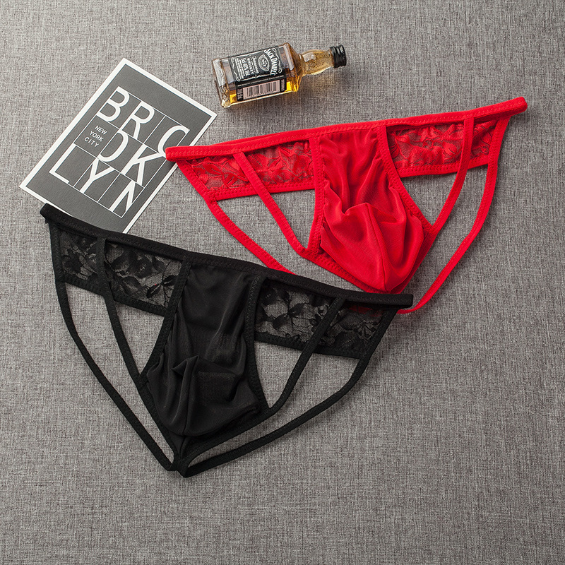 情趣男士网纱性感透明诱惑u凸丁字裤t字裤 男生低腰镂空囊袋8873