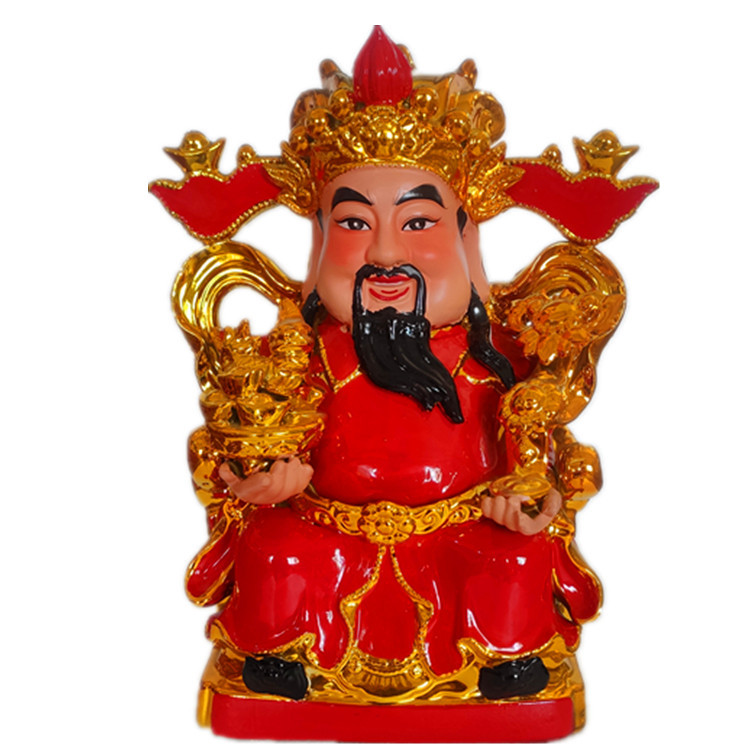 批发镀金文武财神佛像红衣金身财神爷工艺品支持制作家居陶瓷摆件