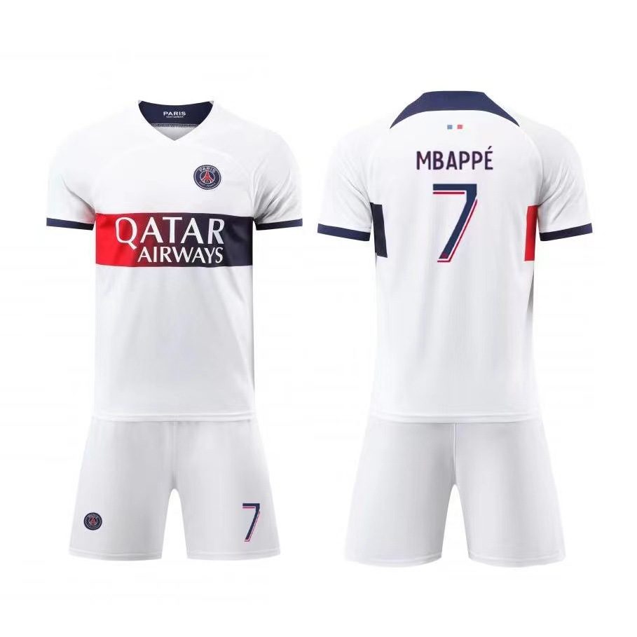 23/24巴黎圣日耳曼客场球衣7号姆巴佩成人童装足球服儿童套装