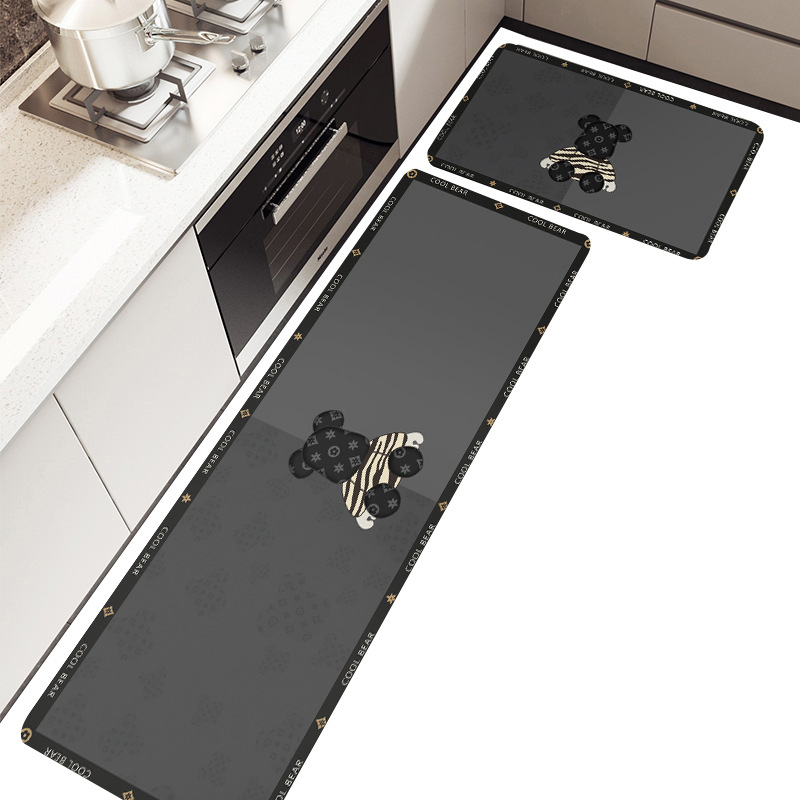 Kitchen Floor Mat Absorbent Oil-Absorbing Washable Quick-Drying Mat Diatom Ooze Stain-Resistant Waterproof Oil-Proof Strip Non-Slip Mat