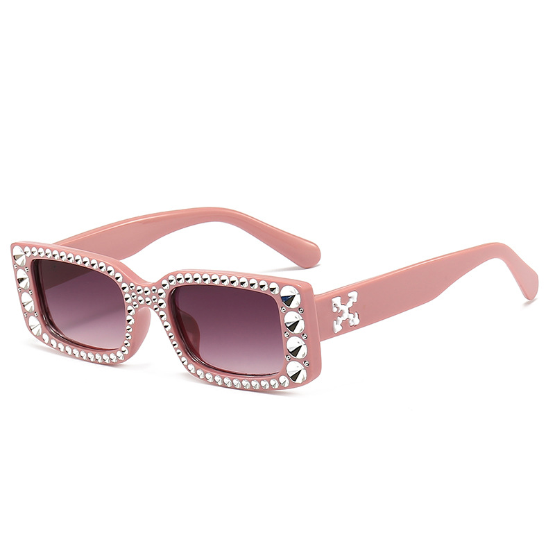 Internet Celebrity Small Frame Square Diamond-Plated Sunglasses Women's European and American Fashion All-Match Sunglasses Ins Cross-Border Fashionable Sunglasses