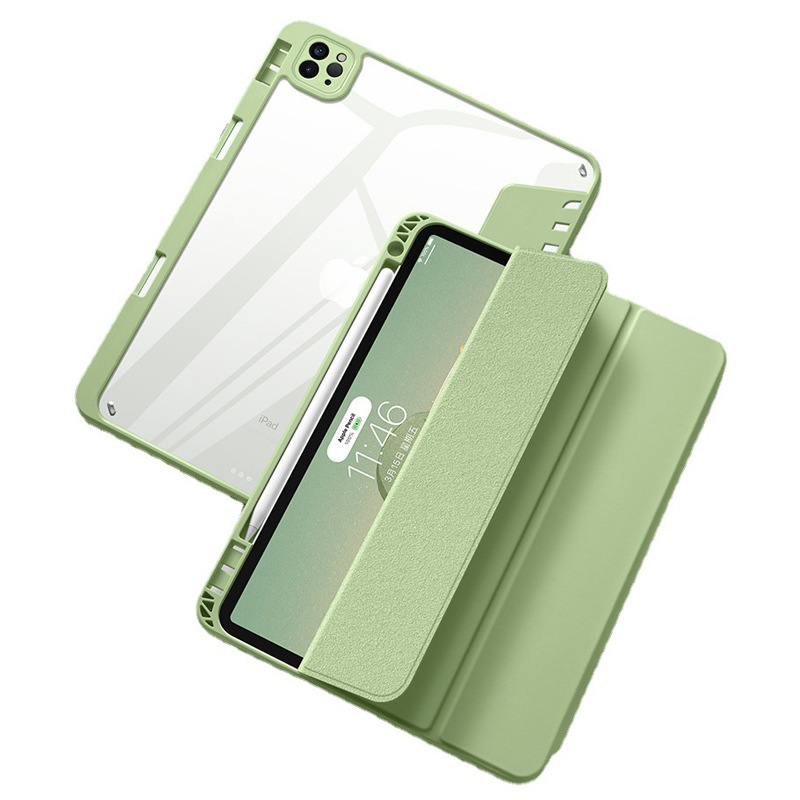 ipadpro2020全包透明三折分体笔槽平板套ipadair4翻盖休眠皮套