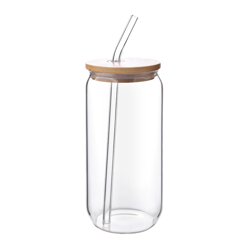 Wholesale Simple Cup with Straw Good-looking Custom Universal Glass with Lid Heat Resistant Water Cup Portable Glass Cup