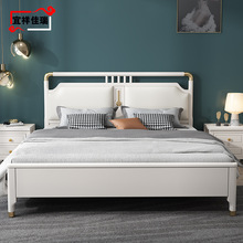 现代简约轻奢全实木床白色新中式1.8米单双人1.5主卧橡木储物婚床