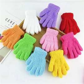儿童白手套冬季可爱毛绒糖果色跳舞分指手套演出手套五指手套