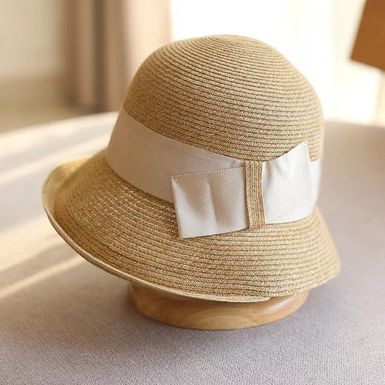 高品质日系小众草帽女夏卷边优雅防晒帽出游海边沙滩帽遮阳太阳帽