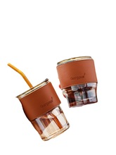 高颜值可爱便携竹节杯带盖吸管玻璃杯大容量咖啡杯礼品水杯套装
