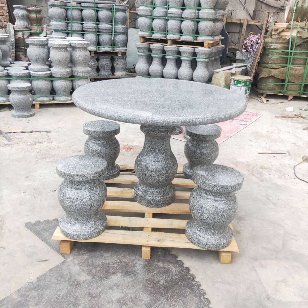 石雕石桌石凳庭院花园家用中式大理石石桌户外休闲茶台石桌椅摆件
