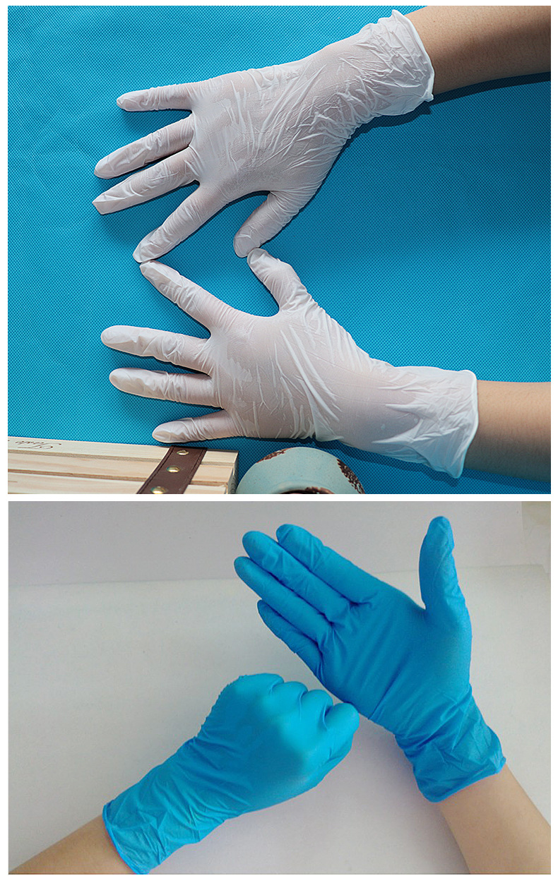 鑫力达厂家直供无粉一次性加厚耐磨防滑环保手套丁晴橡胶手套