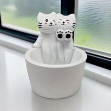 跨境新品Cartoon Kitten Candle Holder 卡通猫咪烛台 树脂工艺品