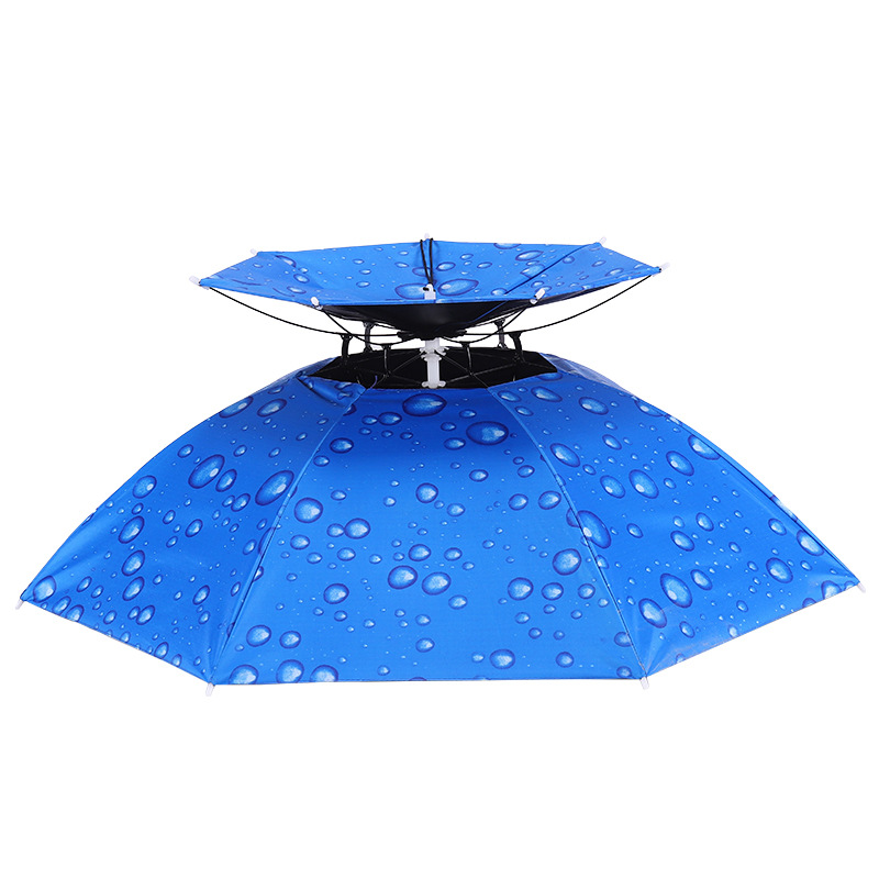 77cm Double-Layer Black Rubber Umbrella Cap Outdoor Sun Protection Uv Fishing Umbrella Sun Umbrella Cap Tea Picking Advertising Umbrella