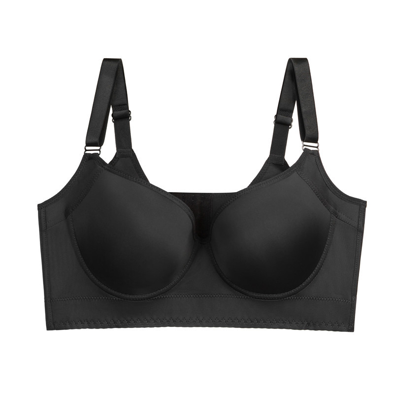 Cross-Border Large Size Glossy Surface without a Scratch Sexy Underwear Women Push up Breast Holding Anti-Sagging Bra with Steel Ring Deep V Bra