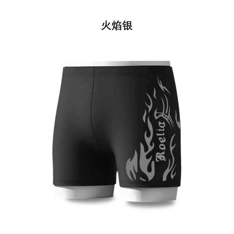 Wholesale Swimming Trunks Men's Factory Direct Supply Blue Red Flame plus Size Men's Boxer Swimming Trunks Wholesale Hot Spring Beach