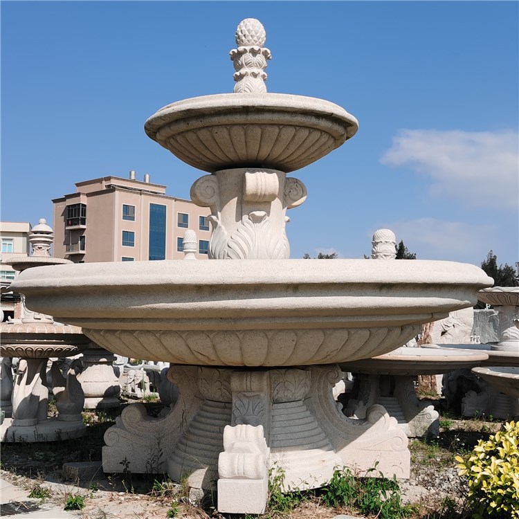 惠安石雕黄锈石喷泉水钵寺庙祠堂商场门口大理石喷泉装饰摆件摆设