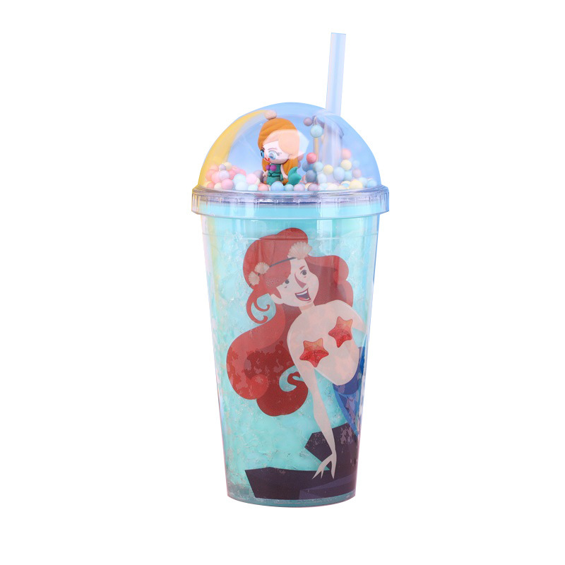 Creative Student Cartoon Figures Fish Plastic Cup Summer Series Micro Landscape Crushed Ice Cup Portable Seal Cup with Straw Wholesale