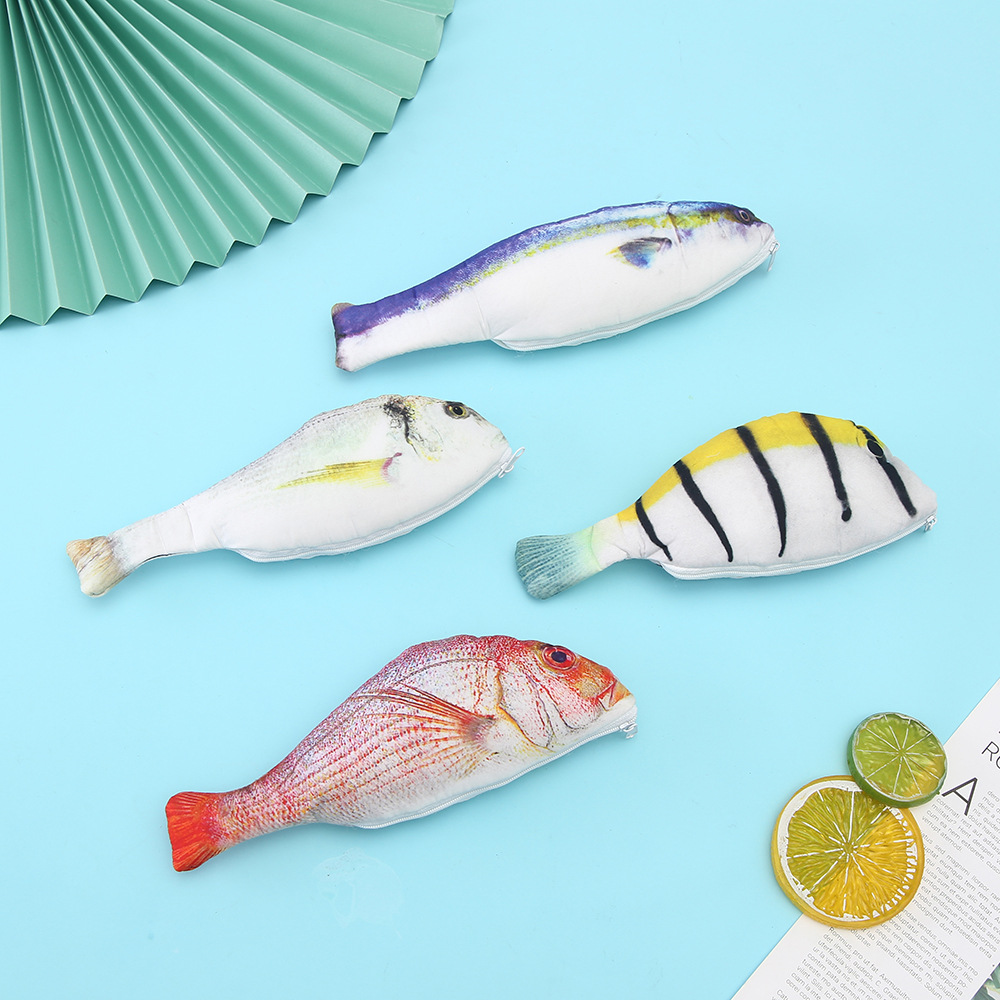 creative simulated fish pencil case eccentric personality student large capacity stationery bag multifunctional stationery box in stock wholesale