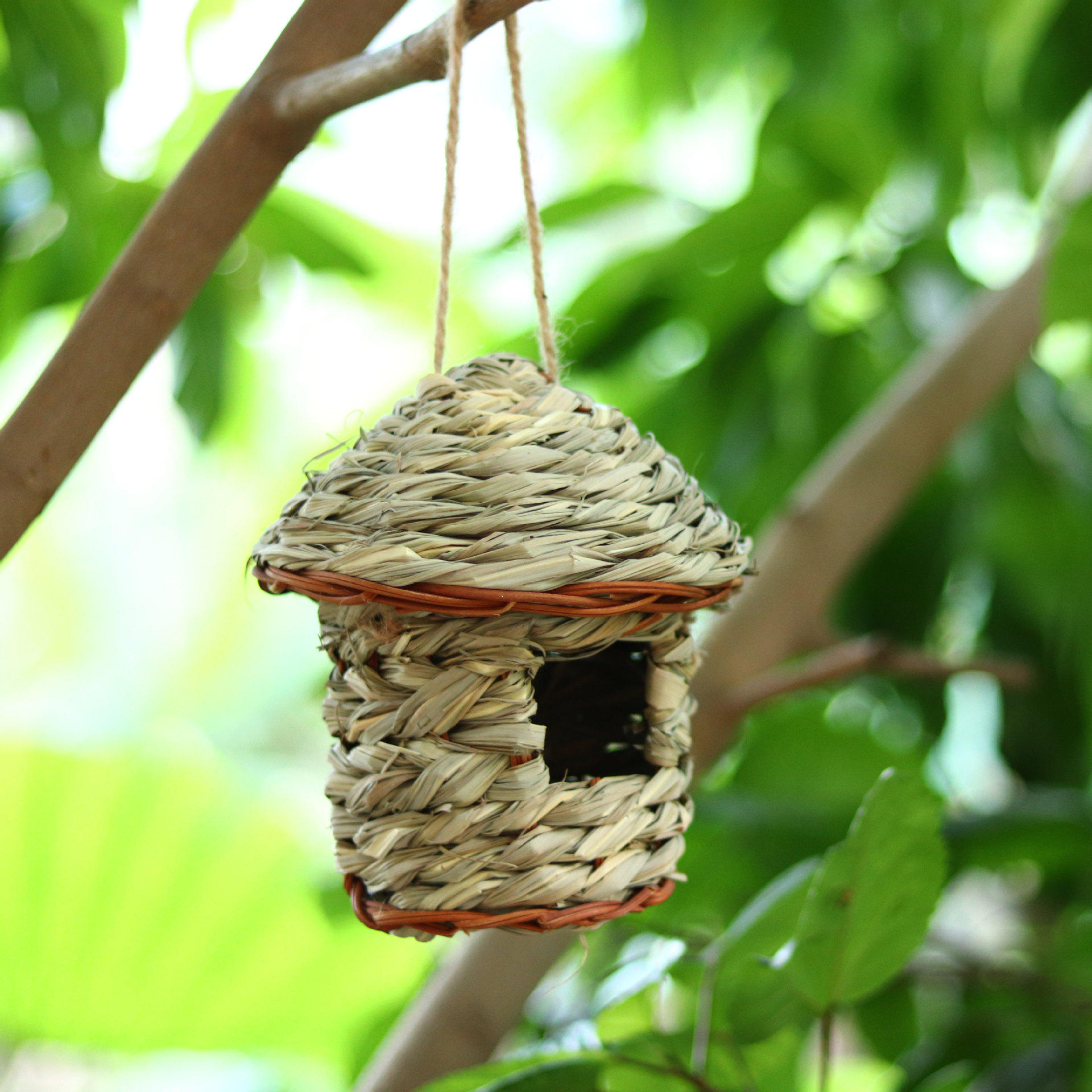 创意草编鸟巢 草编鸟窝工艺品手工编制草编鸟笼跨境货源