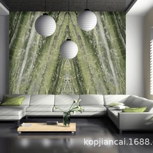 欧式轻奢客厅沙发电视背景墙 高清翡翠喷墨微晶石瓷砖可定