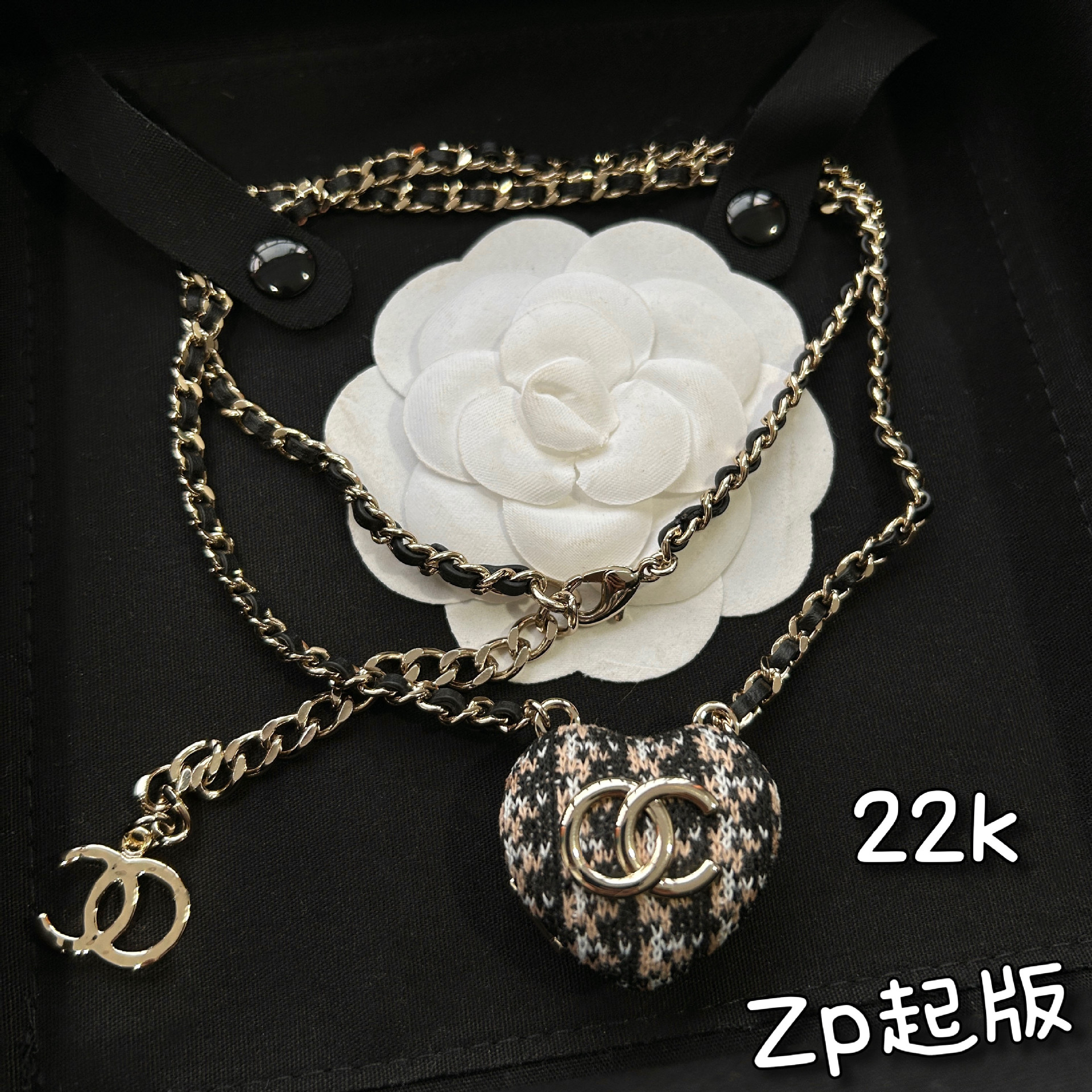 王一博同款22k毛织爱心项链 小香家穿皮心形条纹盒子吊坠长项链