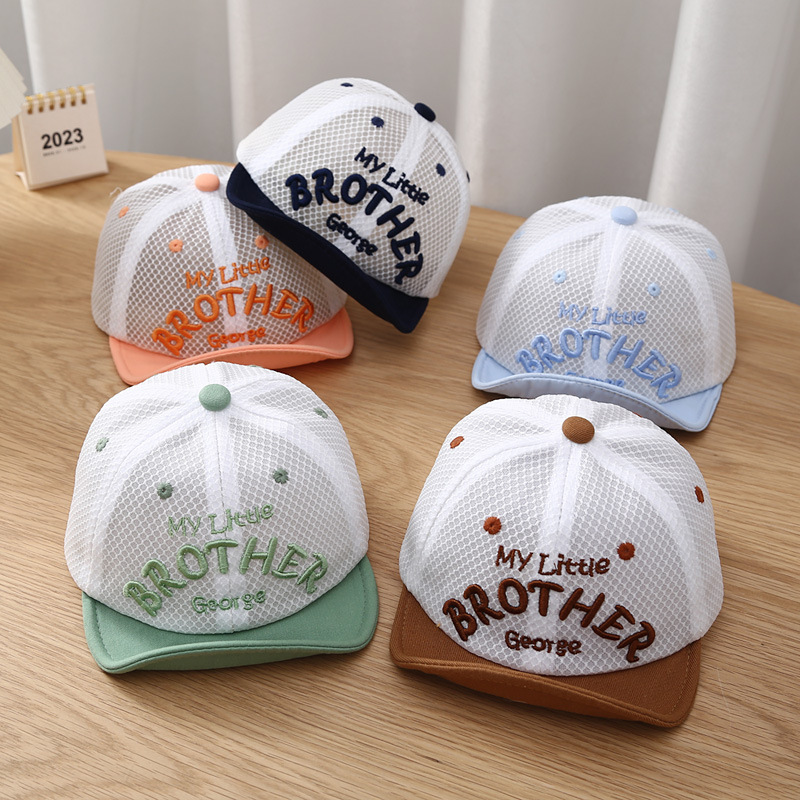 embroidered trendy letters baby mesh peaked cap summer thin baseball cap outdoor breathable sun-proof sun protection summer hat