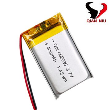 602035 400mah聚合物锂电池 3.7v蓝牙耳机喷雾器美容仪可充电电池
