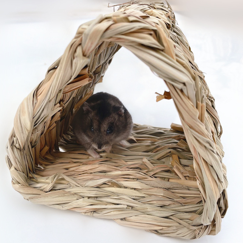 仓鼠躲避草窝草屋磨牙手工编织小宠草窝 仓鼠窝鹦鹉躲藏窝 鸟玩具