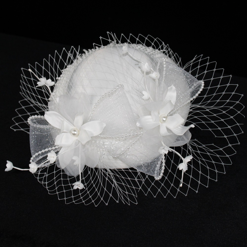 婚纱照旅拍帽子法式复古宫廷儿童走秀模特帽森系新娘头饰白纱礼帽