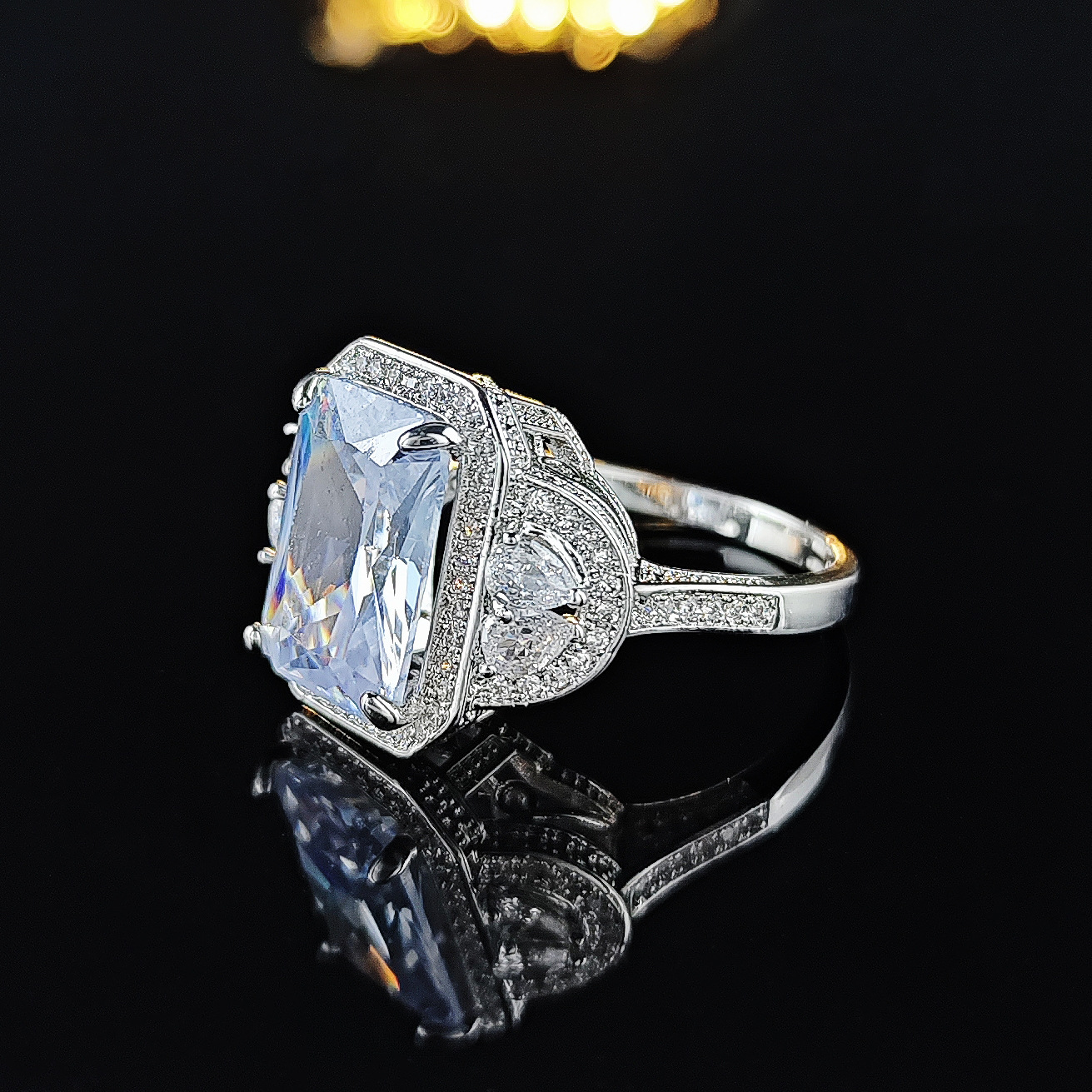 欧美时尚新款豪华女款结婚戒指 枕形微镶钻戒f1182-阿里巴巴