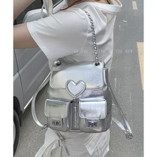 韩国小众双肩包包女式2024新款潮时尚背包百搭链条水桶包旅行包