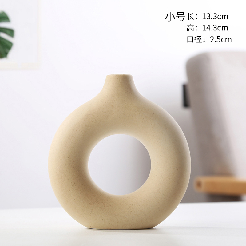 Amazon Creative Ceramic Vase Decoration Living Room Flower Vase Geometric Shape Dining Desktop Entrance Domestic Ornaments