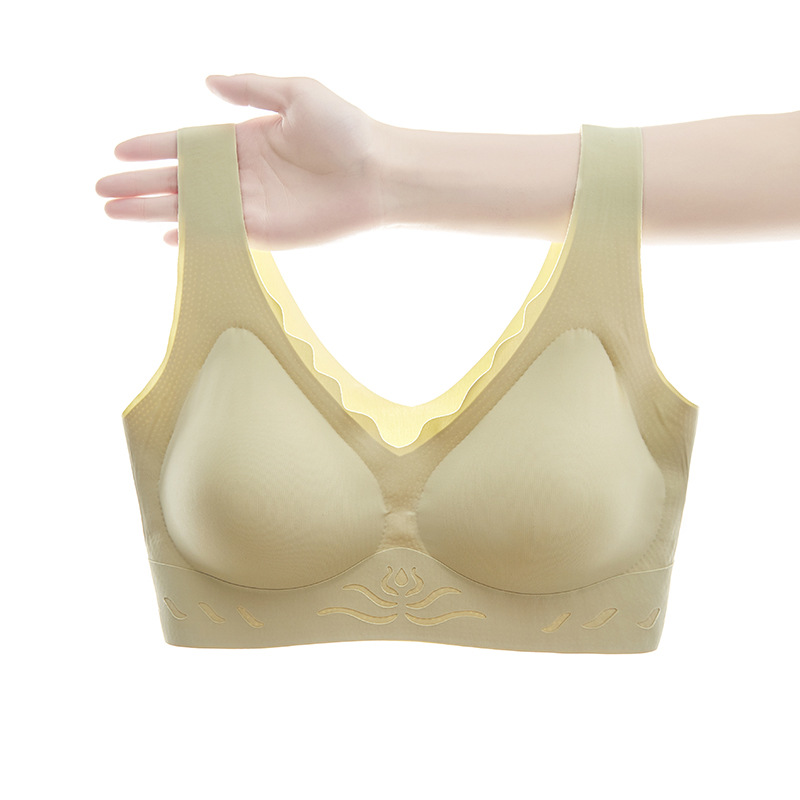 Seamless Latex Underwear Women's Wireless Small Chest Push up Breast Holding Anti-Sagging Athletic Girl Bra Summer Thin