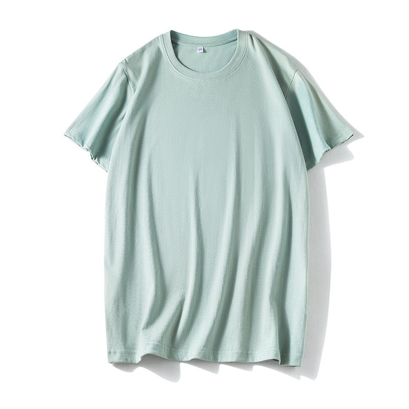 Fixed printed logo combed cotton T-shirt round neck short sleeve solid color blank shirt cultural advertising shirt diy Item Picture