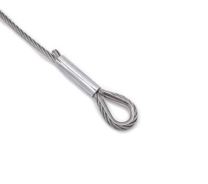 6mm加鸡心环双铝套压制 相框 音箱 安全绳 不锈钢钢丝绳 索具钢缆