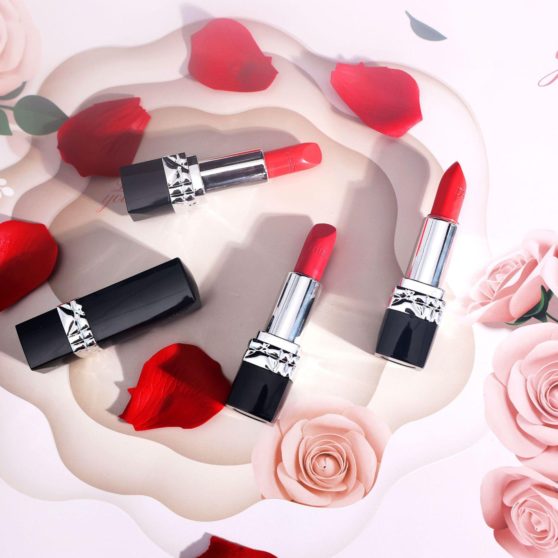 直播热销迪奥诗丹/dorsitan口红哑光滋润999 888不易沾杯套装代发