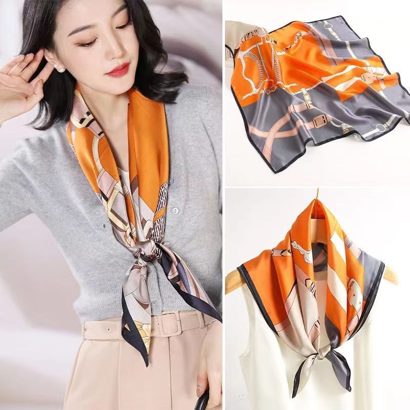 summer scarf 90 Large Square Scarf Women's Scarf New 2023 Popular Spring, Autumn and Winter Fashionable Shirt Small Square Scarf Mother Scarf