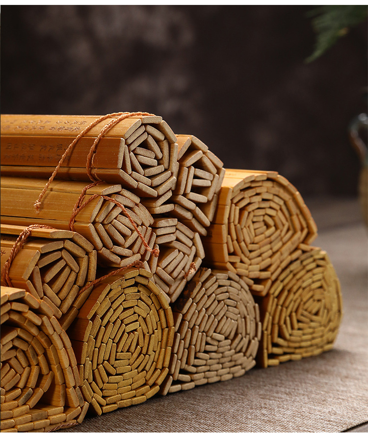复古手工竹编书写竹简竹制品竹片编制文艺竹工艺品竹节片碳化竹子