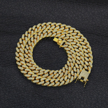 1 欧美男士霸气嘻哈hiphop迈阿密古巴链镀金镶钻大金链饰品项链