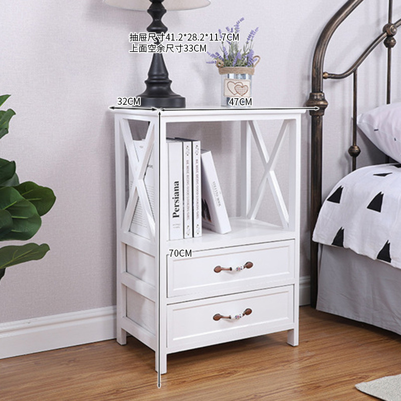 Nordic American Creative Solid Wood Bedside Table Bedroom Simple Storage Cabinet Locker Hotel Homestay Small Bedside Table