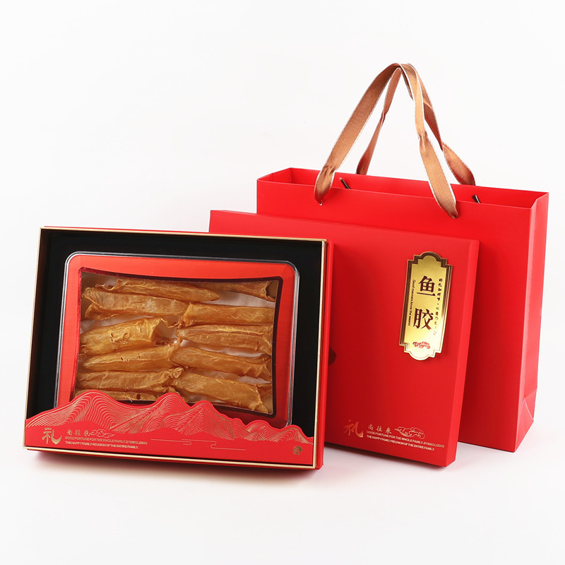 新款通用礼红色鱼胶花胶礼品盒手提袋内盒名贵礼品干货礼盒空批发