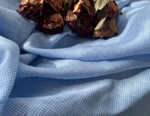 欧洲进口高端酵洗色织100%纯亚麻蓝白千鸟格夏薄衬衣连衣裙服装布